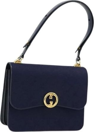 Gucci Pre-owned Shoulder Bags, female, Blue, Size: ONE SIZE Pre-owned GG Canvas Shoulder Bag