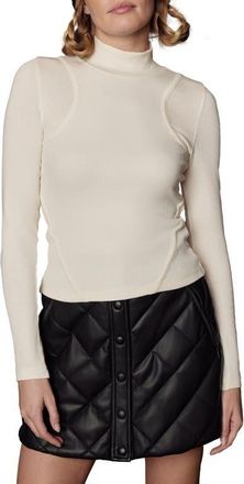 Alp N Rock Laila Rib Seam Detail Mock Neck Sweater in Ivory at Nordstrom, Size X-Small