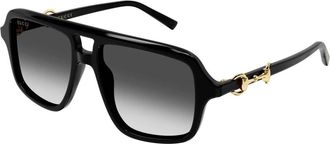 Gucci Sunglasses, female, Black, Size: 55 MM Navigator Frame Sunglasses