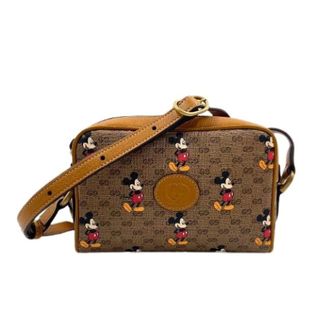 Gucci Vintage, unisex, Bruin, ONE Size, Leer, Pre-owned Disney Micro GG Schoudertas Bruin