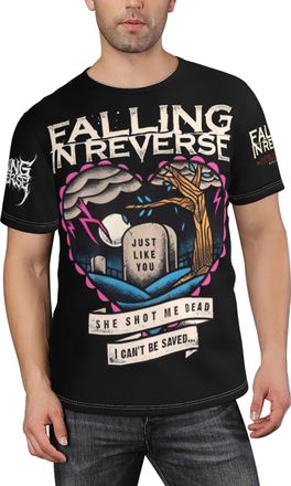 Generic Mens in Reverse Rock Band Falling Classic T-Shirt Multi-Pattern Prints Crew Neck Short-Sleeve Unlock New Summer Streetwear Styles Casual Multicoloured