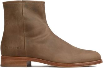 Common Projects Taupe Leren Zijrits Lage Hak Schoenen - Heren - Enkellaarsjes - Bruin - 43 EU - Schoenen