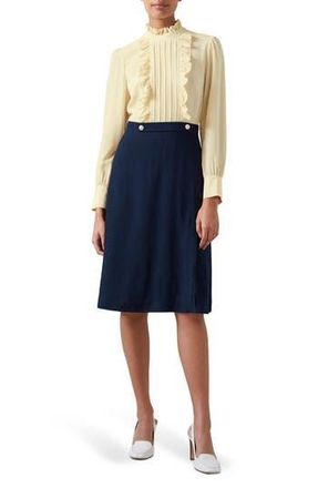 L.k. Bennett Tish Long Sleeve Crepe Dress in Blue/Cream at Nordstrom Rack, Size 4