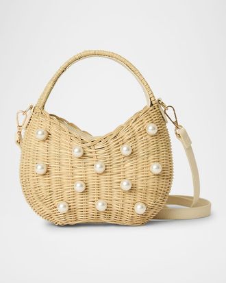 BTB Los Angeles Chloe Mini Pearly Rattan Top-Handle Bag