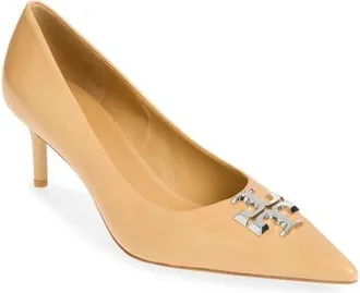 Tory Burch Eleanor Pointed Toe Pump in Honeycomb Tan /Silver at Nordstrom, Size 10.5