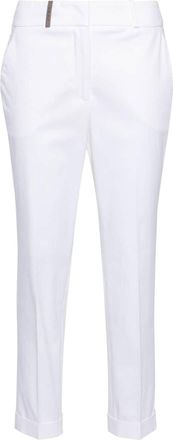 PESERICO high-waist cropped trousers - women - Cotton/Polyester/Elastane/Cotton - 46 - White