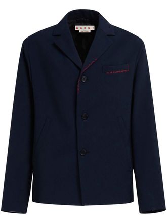 Marni contrast-stitch wool blazer - Blue