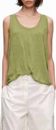 Bimba & Lola Washed Linen Vest Top in Green at Nordstrom, Size Medium Eu