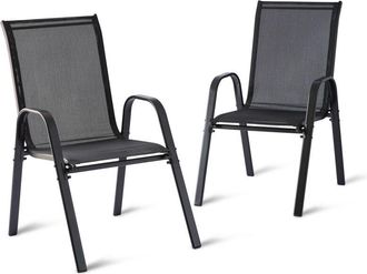 Relaxdays Relaxdays garden chairs, set of 2, high-back, with armrests, stackable, up to 150 kg, polyester/metal, anthracite