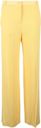 Patrizia Pepe Elegante Stretch Broek - Dames - Wijde Broeken - Geel - S - Polyester - Broeken