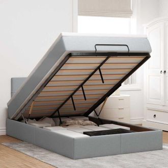 vidaXL Cama Otomana Con Colch&oacute;n Gris Claro 120x190 Cm Tela