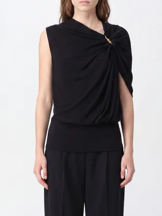 Sportmax Top monospalla drappeggiato in viscosa con anello metallico