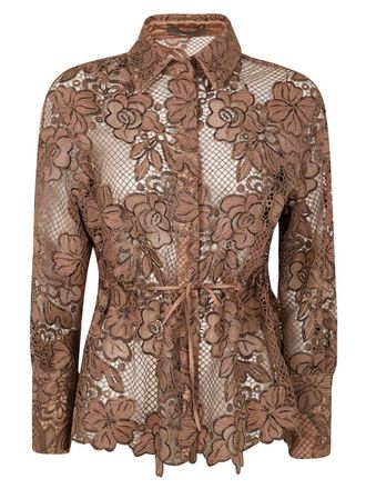 D.exterior lace shirt - Brown