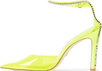 Stuart Weitzman Neon Gele Kristallen Ketting Pumps - Dames - Pumps - Geel - 37 EU - Leer - Schoenen