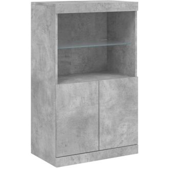 vidaXL Aparador con luces led gris hormigón 60,5x37x100 cm Vidaxl