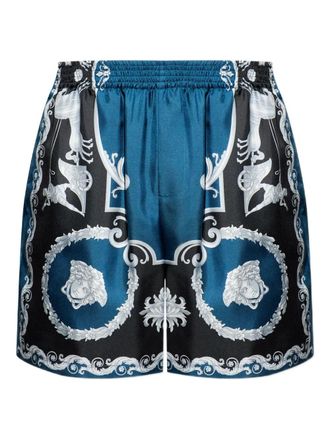 Versace Shorts La Coupe Des Dieux in seta - Blu