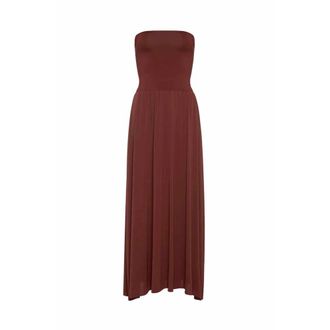 Eres Schildpad Lange Jurk Jersey Peau Douce - Dames - Maxi kleedjes - Bruin - L - Kleedjes