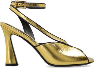 Etro Sandalen met hoge hak in metallic leer met craquel&eacute;-effect - Dames - Sandalen met hakken - Geel - 36 EU - Leer - Schoenen