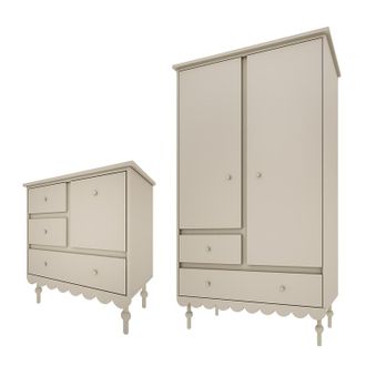 OEM Commode 3 Tiroirs Et Armoire 2 Portes Wood Luck Babushka Olive