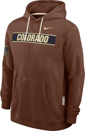 Nike Colorado 2026 Military Appreciation Nike Mens Dri-FIT College Long-Sleeve Hooded Top in Brown | IV9844-255