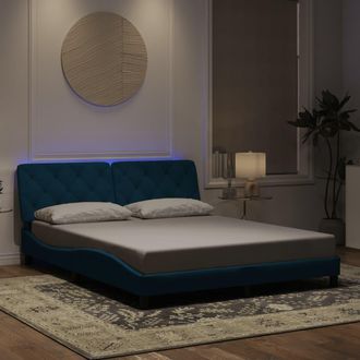 vidaXL Vidaxl - Estructura De Cama Con Luces Led Terciopelo Azul 160x200 Cm