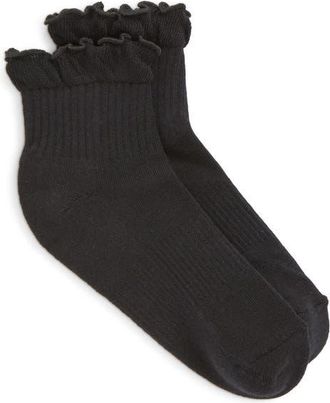 Stems Ruffle Cotton Blend Quarter Socks in Black at Nordstrom