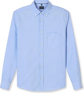 Olymp Langarmhemd OLYMP Casual, Herren, Gr. XXL, N-Gr, blau, Web, Obermaterial: 100% Baumwolle, regular fit, Manschette, Hemden Langarmhemd