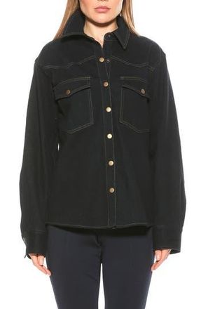 Alexia Admor Della Classic Western Button Down Shirt Jacket in Dark Denim at Nordstrom Rack, Size X-Small