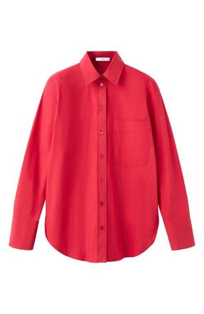 Mango Starring Hailey Bieber Juanes Button-Up Shirt in Red at Nordstrom, Size 4