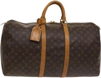 Louis Vuitton Tweedehands Canvas Louis Vuitton tassen - Dames - Vintage Weekendtas - Bruin - ONE Size - Leer - Vintage