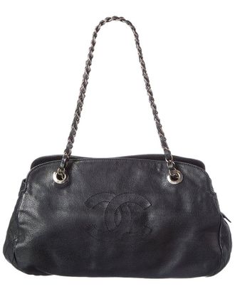 Chanel Black Calfskin Leather Cc Tote (Authentic Pre-Loved)
