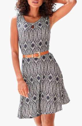 Lascana Womens Sleeveless Keyhole Dress in Navy Sand at Nordstrom, Size 12