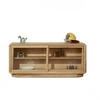Robin des Bois Vitrina de roble con puertas correderas beige