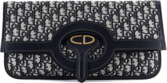 Dior Fold Over Oblique Canvas clutch bag - Blauw