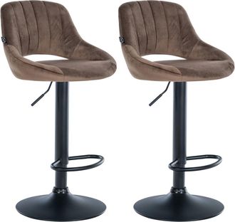 Clp Set de 2 taburete de bar ajustable giratorio en terciopelo marr&oacute;n