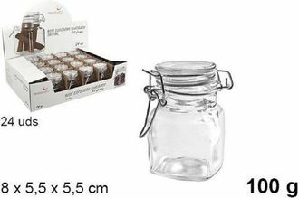 Trade Shop Trade Shop - Set 24 Pezzi Barattolo Quadrato Vasetto Con Tappo Porta Spezie Vetro 100g 100828
