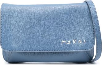 Marni logo-embroidered leather belt bag - men - Calf Leather - One Size - Blue