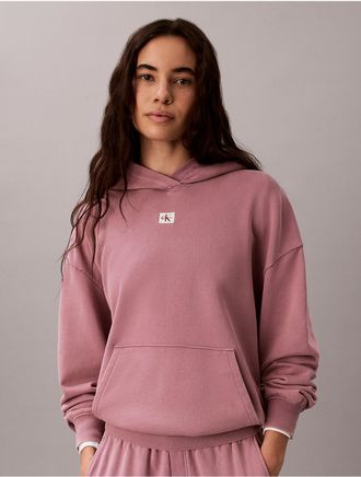 Calvin Klein Jeans Calvin Klein Womens Woven Monologo Terry Pullover Hoodie - Red - XS