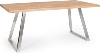 Konte Design Mesa de madera natural y patas de acero 180 x 90 cm
