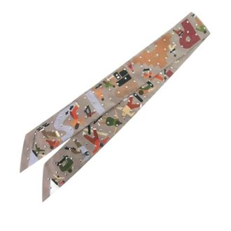 Herm&egrave;s Pre-owned Scarves, female, Brown, Size: ONE SIZE Pre-owned Figures Libres Twilly