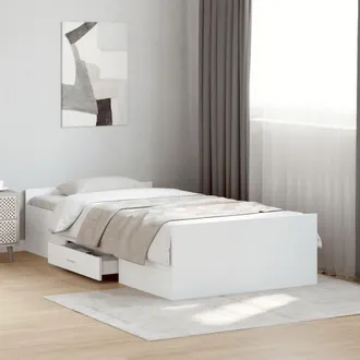 vidaXL Cama Con Cajones Madera De Ingenier&iacute;a Blanca 90x200 Cm Vidaxl