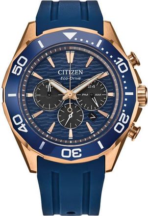 Citizen Endeavor Eco-Drive Chronograph Synthetic Strap Watch, 43mm in Navy at Nordstrom