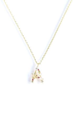 Girls Crew Flutterfly Initial Necklace in Gold at Nordstrom