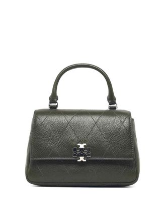 Tory Burch Charlie Top Handle Green Leather Bag