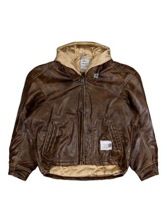 Miharayasuhiro hood zip jacket - men - Polyurethane/Polyester - 50 - Brown