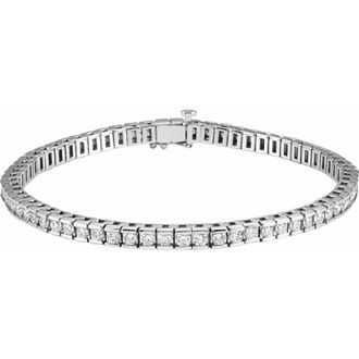 Diamond2Deal 14k White Gold 4 CTW Lab-Grown Diamond Line Bracelet 7.25