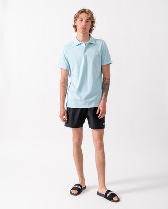 Emporio Armani Mens Short Sleeve Logo Detail Beach Polo in Pale_Blue - Pale Blue Cotton - Size X-Large