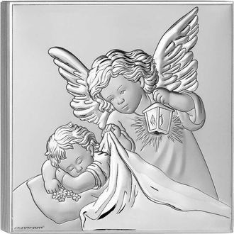 OEM Cuadro De Plata Para Cumplea&ntilde;os Del Santo Bautismo Con Grabado 6658 12 X 12 Cm