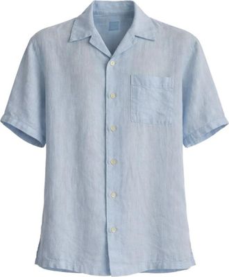 120% Lino Overhemden met korte mouwen - Heren - Korte mouwen Overhemden - Blauw - 2XL - Overhemden