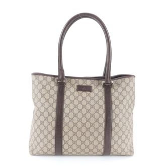Gucci Beige Brown Leather Coated Canvas Handbag Shoulder Bag Tote Bag (Pre-Owned)